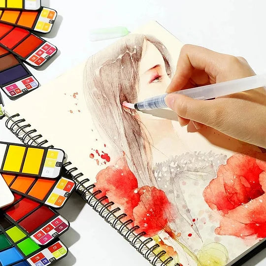 Bärbart akvarellset för kreativitet