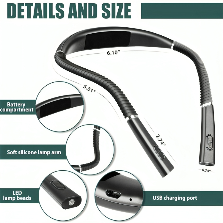 FlexiBeam™ | Flexibel handsfree LED-halslampa Läslampa