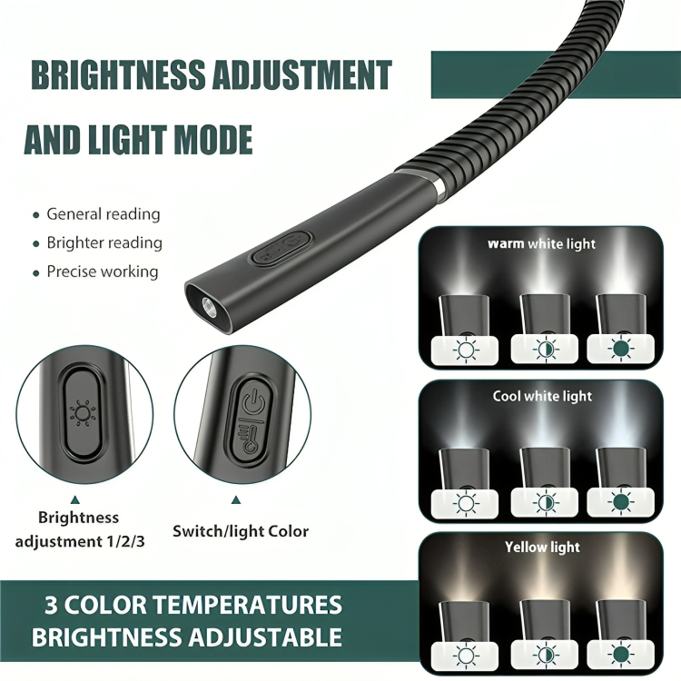 FlexiBeam™ | Flexibel handsfree LED-halslampa Läslampa